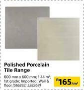 Builders Warehouse Polished Porcelain Tile Range-600mm x 600mm Per Sqm offer