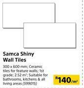 Builders Warehouse Samca Shiny Wall Tiles-300 x 600mm Per Sqm offer