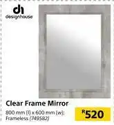 Builders Warehouse Design House Clear Frame Mirror-800mm (l) x 600mm (W) offer