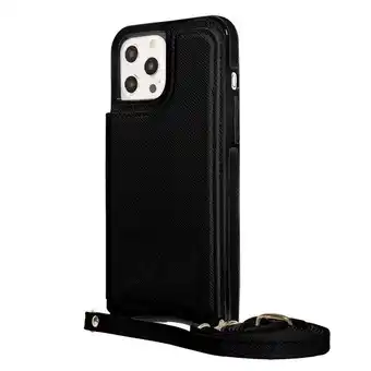 OneDayOnly Black leather iphone card holder phone cover & strap offer