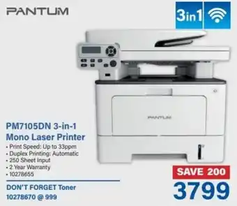 Incredible Connection Pantum PM7105DN 3-in-1 Mono Laser Printer offer