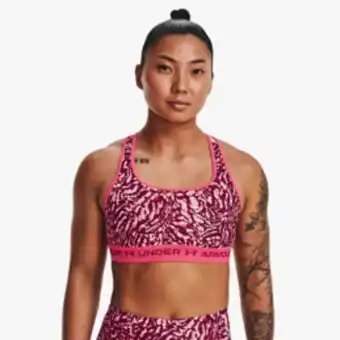Totalsports Under armour mid crossback red/black sports bra offer