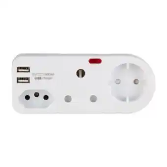 Eurolux 3 way adaptor, 1 x schuko, 1 x 16a za 2pin, 1 x 16a za 3pin, 2 x 5v 1a usb