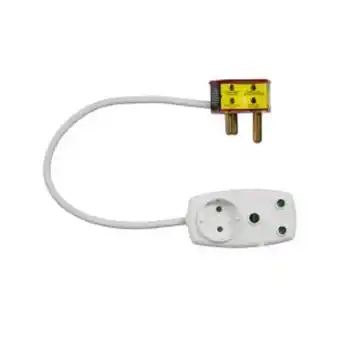 Eurolux 2 way adaptor, 1 x schuko, 1 x 16a za 3pin, with surge protection