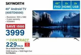Incredible Connection Skyworth 40" Android TV (40STD6500) offer