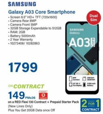 Incredible Connection Samsung Galaxy A03 Core Smartphone offer