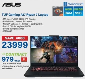 Incredible Connection Asus TUF Gaming A17 Ryzen 7 Laptop offer