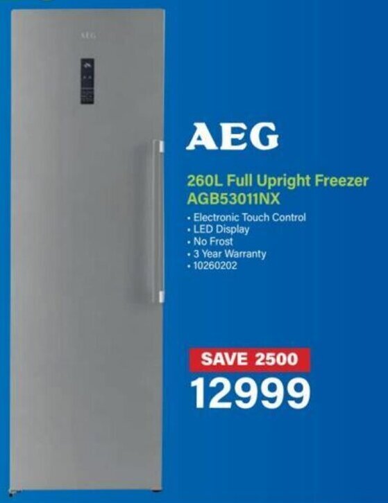AEG 260L Full Upright Freezer AGB53011NX offer at Incredible Connection