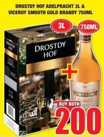 Boxer Drostdy Hof Adelpracht 3L & Viceroy Smooth Gold Brandy 750ml offer