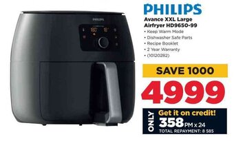 HiFi Corp Philips Avance XXL Large Airfryer HD9650-99 offer