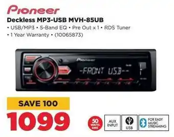 HiFi Corp Pioneer Deckless MP3-USB MVH-85UB offer
