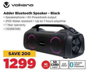 HiFi Corp volkano Adder Bluetooth Speaker - Black offer