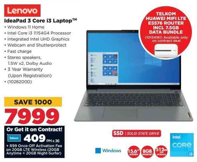 Lenovo IdeaPad 3 Core i3 Laptop offer at HiFi Corp