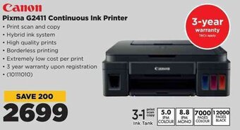 HiFi Corp Canon Pixma G2411 Continuous Ink Printer offer