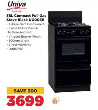 HiFi Corp Univa 58L Compact Full Gas Stove Black UG005B offer