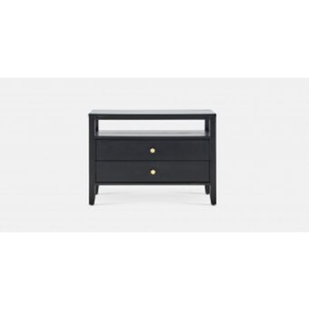 Coricraft Paige pedestal 2 drawer (black) offer