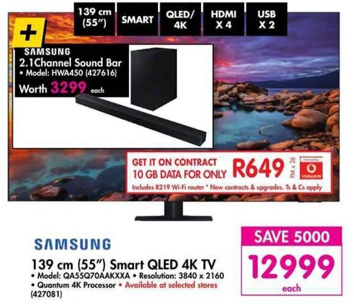 SAMSUNG 55" Smart QLED 4K TV offer at Makro