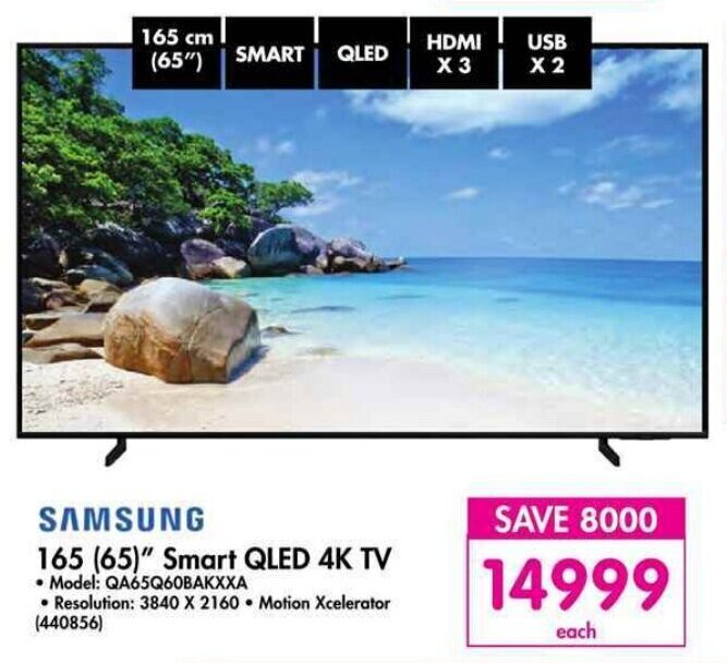 SAMSUNG 65" Smart QLED 4K TV offer at Makro