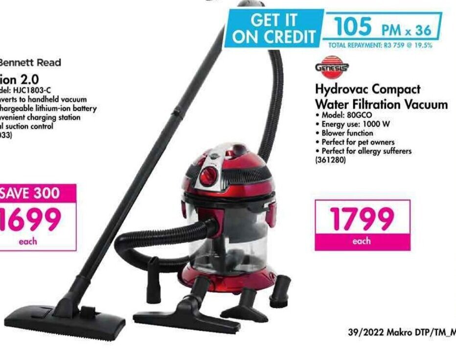 GENESIS Hydrovac Compact Water Filtration Vacuum offer at Makro