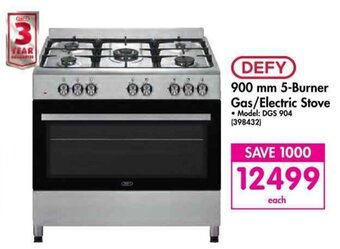 Makro DEFY 900mm 5-Burner Gas / Electric Stove offer