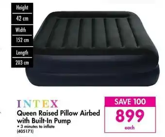 INTEX Queen Raised Pillow Airbed with Built-In Pump