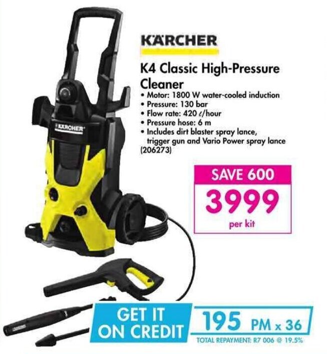 K'a'rcher K4 Classic HighPressure Cleaner offer at Makro