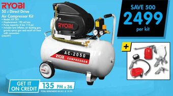 Makro RYOBI 50L Direct Drive Air Compressor Kit offer