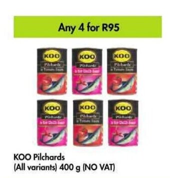 Makro KOO Pilchards (all variants) 4 x 400g offer