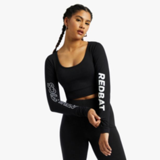 Redbat athletics women's black/white cropped tshirt offer at Sportscene