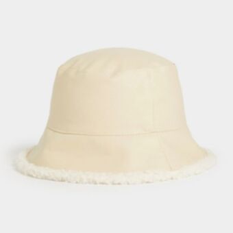 The FIX Women's ecru faux leather borg bucket hat offer