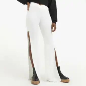 The FIX Women's milk bootleg rib pants with high slit offer