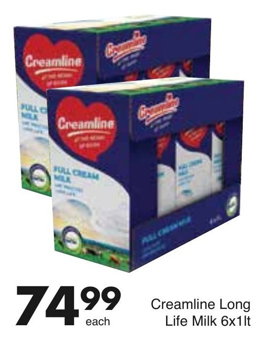 Creamline Full Cream Milk 6 x 1lt offer at Save