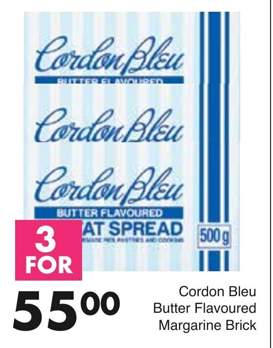 CordonBleu Butter Flavoured Margarine Brick 3 x 500g offer at Save