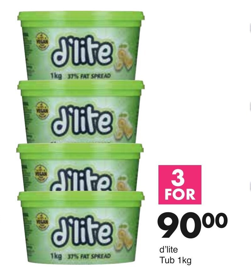 d'lite Fat Spread Tub 3 x 1kg offer at Save