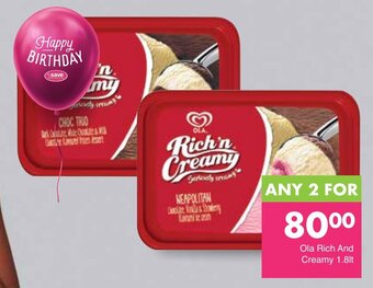 Save Ola Rich 'n Creamy 2 x 1.8lt offer