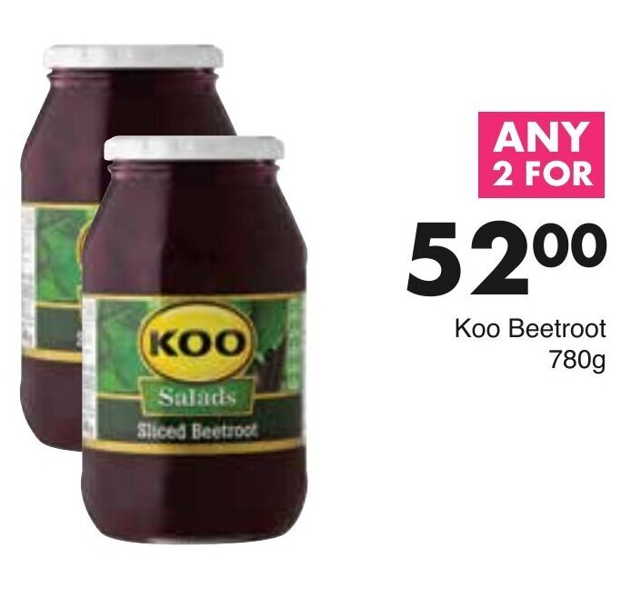 Koo Salads Sliced Beetroot 2 x 780g offer at Save