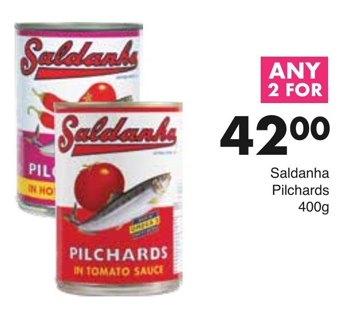 Saldanha Pilchards in Tomato Sauce 400g any 2 offer at Save