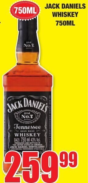 Boxer Liquors Jack Daniels Whisky 750ml offer