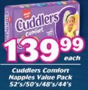 Cambridge Food Cuddlers Comfort Nappies Value Pack 52's/50's/48's/44's offer
