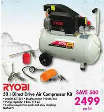 Makro Ryobi Direct Air Compressor Kit 50L offer