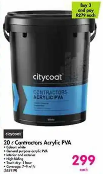 Makro Citycoat Contractors Acrylic PVA 20L offer