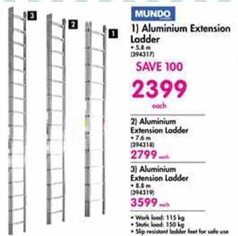 Makro Mundo Aluminium Extension Ladder offer