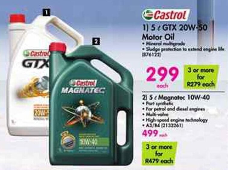 Castrol GTX 20W50 Motor Oil offer at Makro