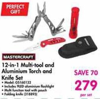 Makro Mastercraft 12-in-1 Multi-Tool and Aluminium Torch and Knife Set offer