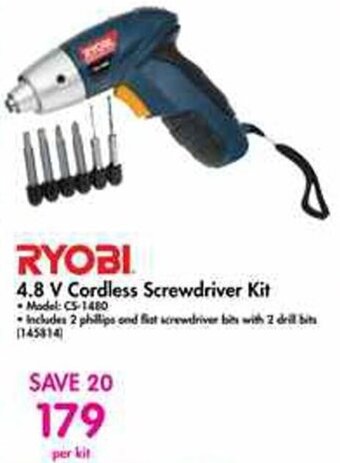 Ryobi 4,8V Cordless Screwdriver Kit 