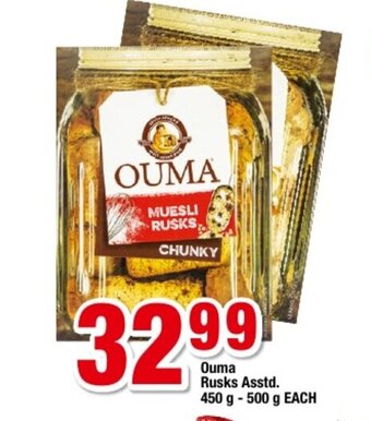 OK Foods Ouma Rusks Asstd 450g-500g each offer