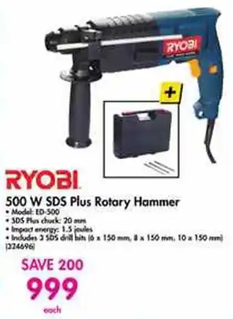 Makro Ryobi Plus Rotary Hammer 500W SDS offer