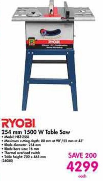 Ryobi 1500W Table Saw HBT-255L offer at 