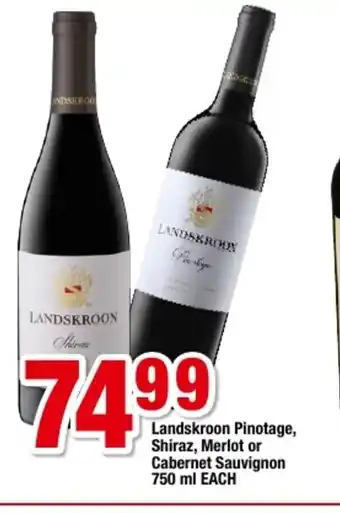 Landskroon Pinotage, Shiraz, Merlot or Cabernet Sauvignon 750ml each