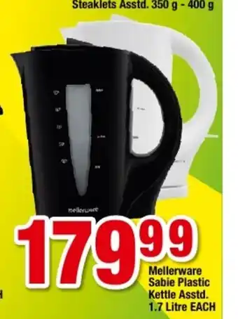 OK Foods Mellerware Sabie Plastic Kettle Asstd 1.7 Litre each offer